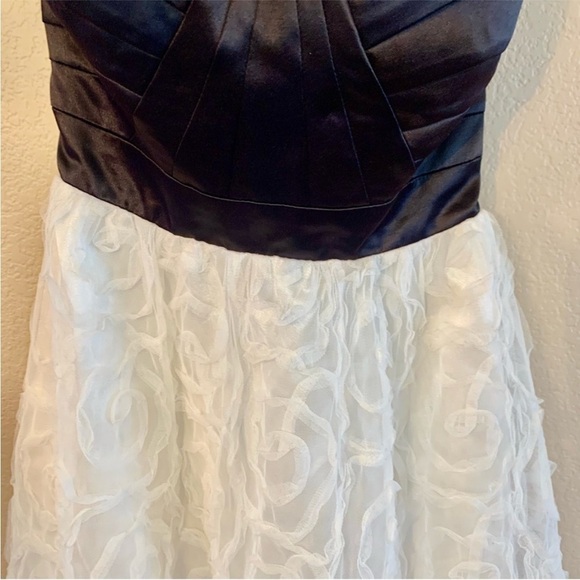 NEW Adrianna Papell Formal Gown Sz 3/4 Hailey Logan Dress Black Satin White Lace - Picture 4 of 16